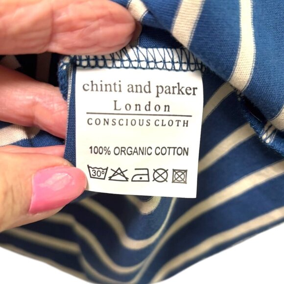 CHINTI and PARKER London Organic Cotton NWOT Striped Top Size L Blue Cream Red - Picture 6 of 7